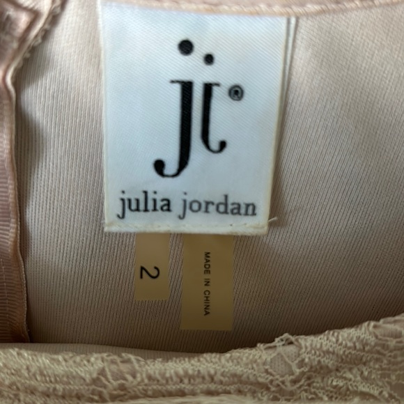 Julia Jordan Blush Pastel Pink Crochet Lace Illusion Sleeve Sheath Shift Dress 2 - Picture 12 of 14